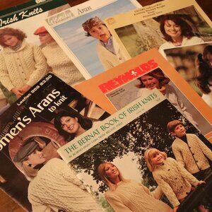 ARAN  sweaters galore ! Lot of  vintage  Irish and Aran knotting magazines